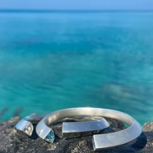Triangle Cuff with Gemstone Ends