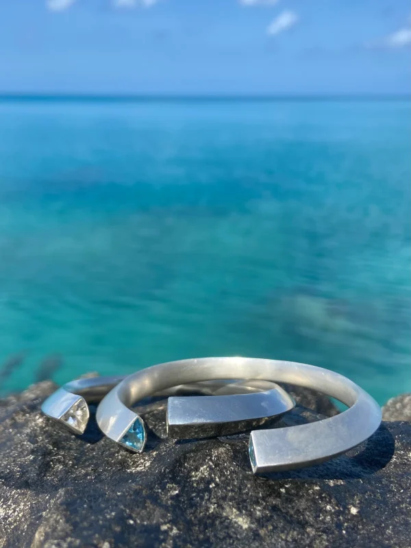 Triangle Cuff with Gemstone Ends